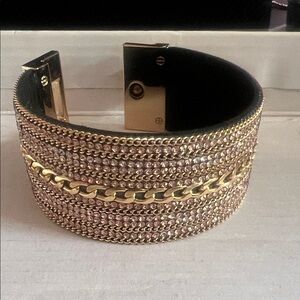 Express crystals and chain cuff bracelet